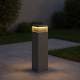 Baliza solar para exterior rectangular de metal negra LED IP65 moderno para jardín