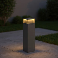 Baliza solar para exterior rectangular de metal negra LED IP65 moderno para jardín