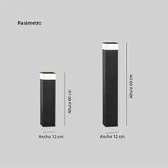 Baliza de jardín moderna de metal negra IP65 diseño rectangular