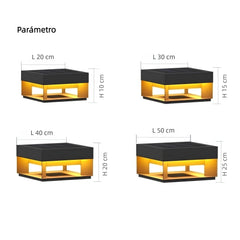Sobremuro solar exterior rectangular LED IP65 negro para jardín