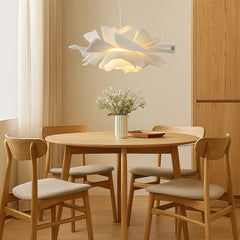 Lámpara colgante en forma de flor blanca de estilo nórdico regulable en altura para comedor