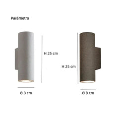 Aplique de pared exterior bidireccional cilíndrico de cemento moderno IP65