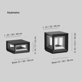 Sobremuro exterior cuadrado solar con LED moderno para jardín
