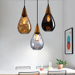 Lámpara Colgante Nórdica de Vidrio en Forma de Gota para Comedor