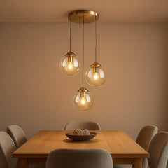 Lampara colgante esfera de vidrio moderna LED altura regulable para comedor