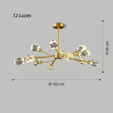 Lámpara de araña Sputnik moderna de cristal LED dorada para comedor