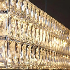 Lámpara colgante rectangular de cristal moderno con LED para comedor