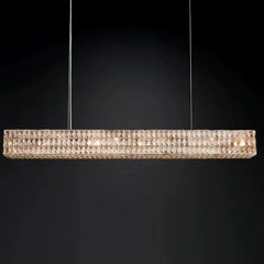 Lámpara colgante rectangular de cristal moderno con LED para comedor