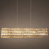 Lámpara colgante rectangular de cristal moderno con LED para comedor