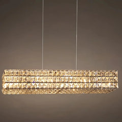 Lámpara colgante rectangular de cristal moderno con LED para comedor