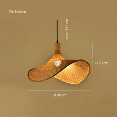 Lámpara Bambú Colgante de Estilo Moderno con Diseño Sombrero para Comedor