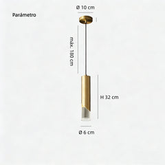 Lámpara Colgante de Tubo Minimalista con Luz Suave para Mesita de Noche