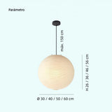 Lámpara colgante de papel LED estilo Japandi bola beige para salón