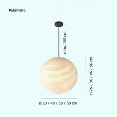 Lámpara colgante de papel LED estilo Japandi bola beige para salón