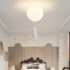Lámpara de techo infantil oso con globo LED luz suave dormitorio