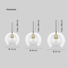 Lámpara colgante globo de vidrio de diseño regulable en altura para comedor