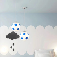 Lámpara colgante pelota de fútbol LED de vidrio para habitación infantil moderna