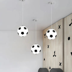 Lámpara colgante pelota de fútbol LED de vidrio para habitación infantil moderna