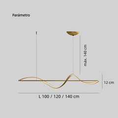 Lampara moderna colgante de diseño en metal con LED regulable en altura para comedor