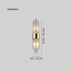 Aplique de Pared de Cristal Moderno LED Dorado para Salón