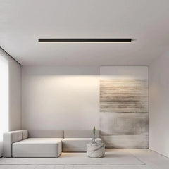 Plafón lineal minimalista regulable de metal negro para salón