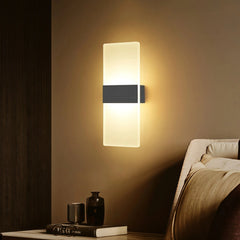 Aplique pared rectangular minimalista LED de acrílico para dormitorio