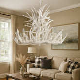 Lámpara Vintage de Araña Blanca Estilo Industrial con Forma de Astas