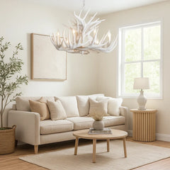 Lámpara Vintage de Araña Blanca Estilo Industrial con Forma de Astas