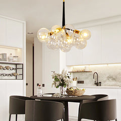 Lámpara de araña racimo moderna de vidrio regulable en altura para comedor