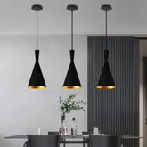 Lámpara colgante cónica moderna LED de metal para comedor