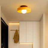 Lámpara de techo LED de vidrio para pasillo, diseño de disco en tono Morandi