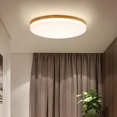 Plafón redondo de madera nórdico con LED regulable para dormitorio