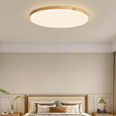 Plafón redondo de madera nórdico con LED regulable para dormitorio