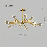 Lámpara de araña Sputnik moderna de cristal LED dorada para comedor