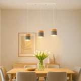 Lámpara colgante nórdica cilíndrica LED color Morandi para comedor