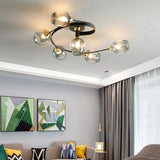 Lámpara de techo LED de vidrio en espiral moderna para salón