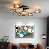 Lámpara de techo LED de vidrio en espiral moderna para salón