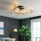 Lámpara de techo LED de vidrio en espiral moderna para salón
