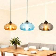 Lámpara colgante de vidrio de colores redonda para comedor