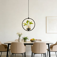Lámpara Colgante con Plantas LED Circular de Diseño Moderno para Comedor