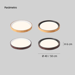 Lámpara de Techo Circular Efecto Madera Luz 3 Colores Dormitorio
