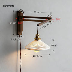 Aplique de Pared LED Estilo Vintage Plegable Extensible para Dormitorio