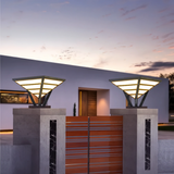 Sobremuro solar exterior LED IP65 de diseño geométrico para jardín