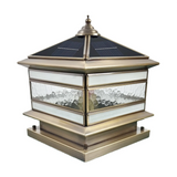 Farol sobremuro exterior solar IP65 vintage en cobre y vidrio para jardín
