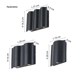 Aplique bidireccional exterior moderno negro LED IP65 para porch