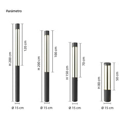 Baliza exterior LED de diseño moderno IP65 negra para jardín
