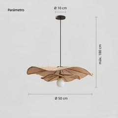 Lámpara Colgante Rattan LED Tejida a Mano Diseño Floral Salón