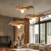Lámpara Colgante Rattan LED Tejida a Mano Diseño Floral Salón