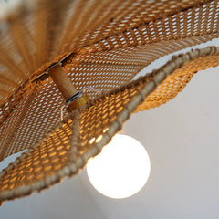 Lámpara Colgante Rattan LED Tejida a Mano Diseño Floral Salón