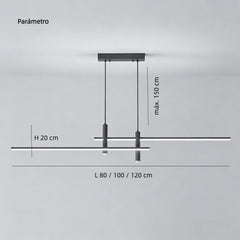 Lámpara Lineal Colgante LED Regulable Diseño Minimalista para Comedor